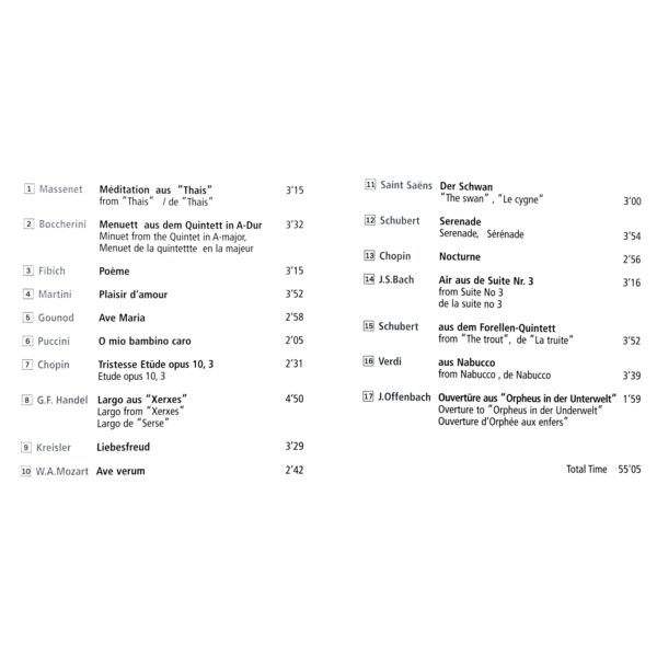 Inhaltsverzeichnis CD Classicamasterworks Vol 2
